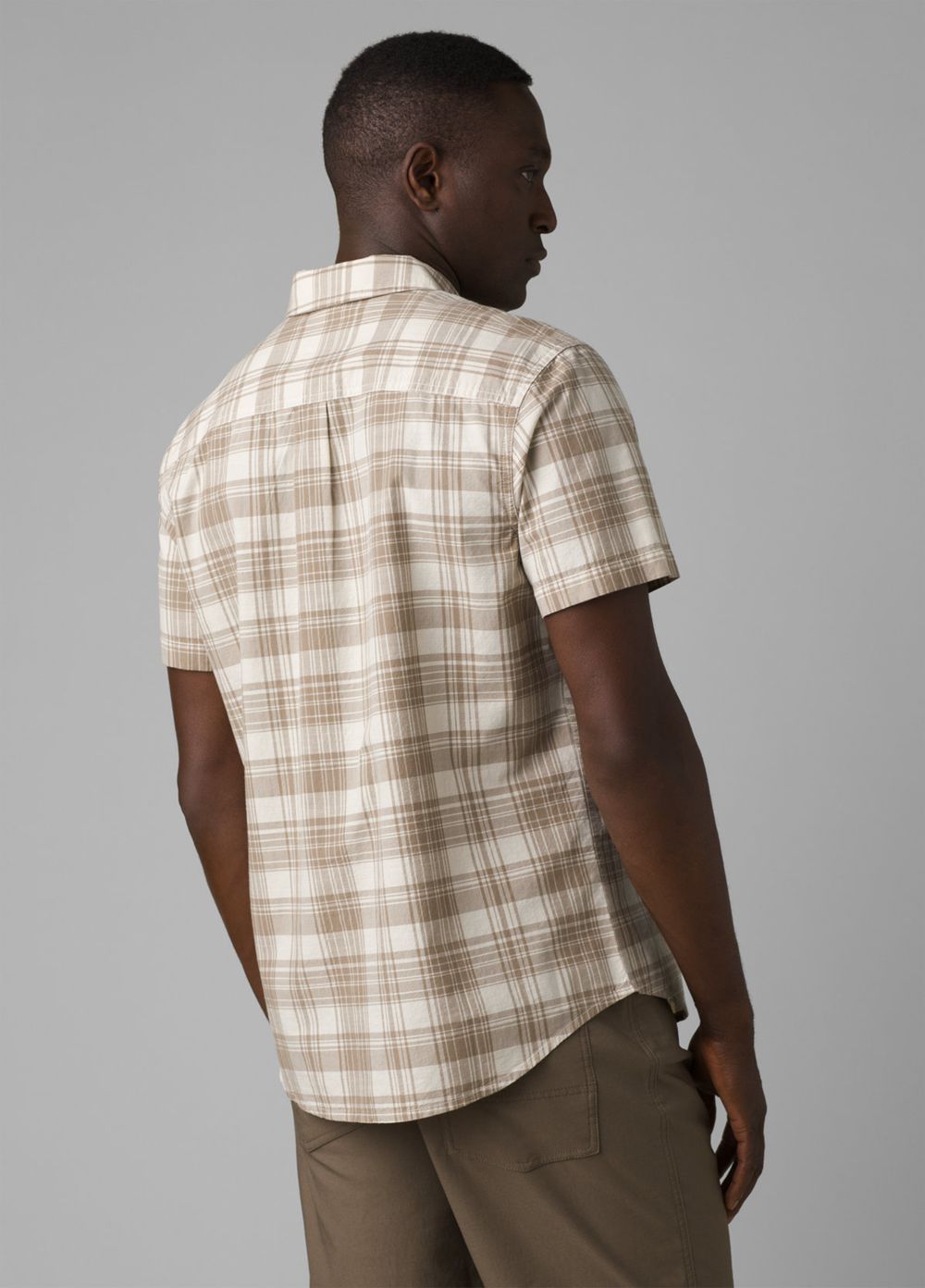 Beige Men's PrAna Benton Shirts | 01398-EYTJ