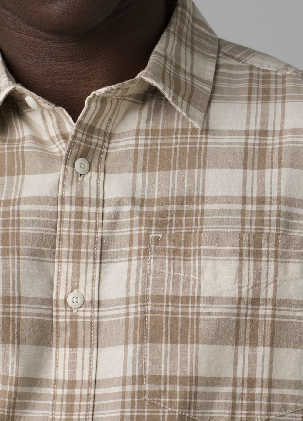 Beige Men's PrAna Benton Shirts | 01398-EYTJ