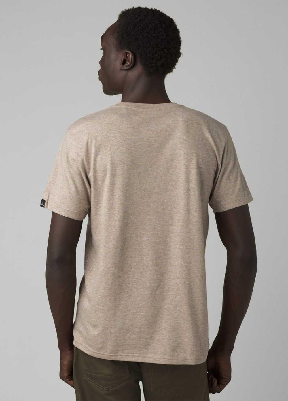 Beige Men's PrAna Crew T-Shirts | 58703-PAQT