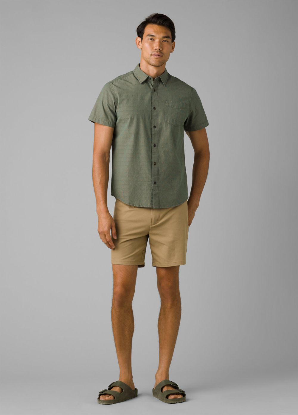 Beige Men's PrAna Decoder Shorts | 25673-XBAR