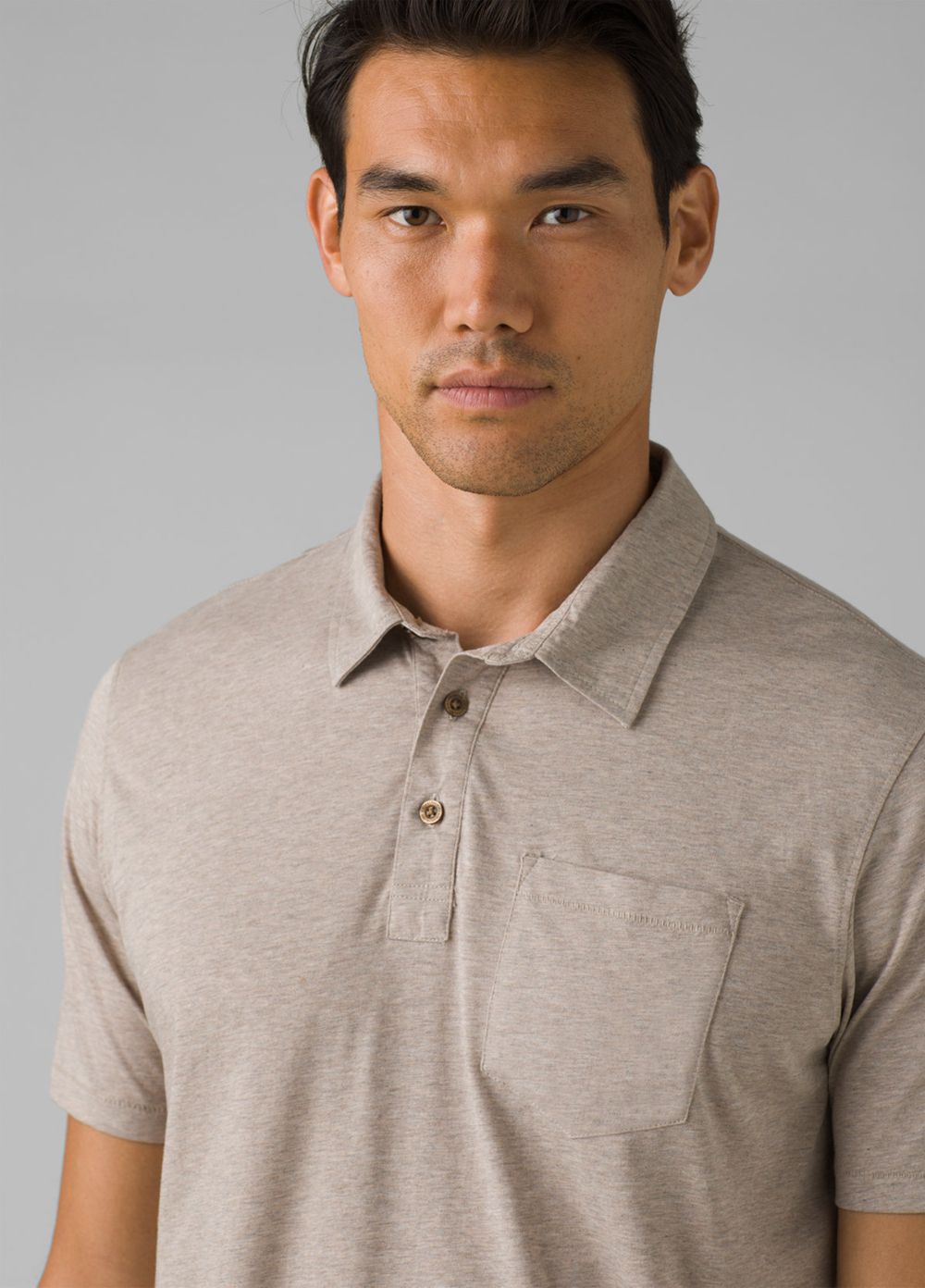 Beige Men's PrAna Polo Shirts | 34971-UIGD