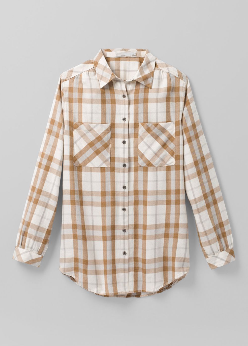 Beige Women's PrAna Beezly Flannel Shirts | 54923-RZTI