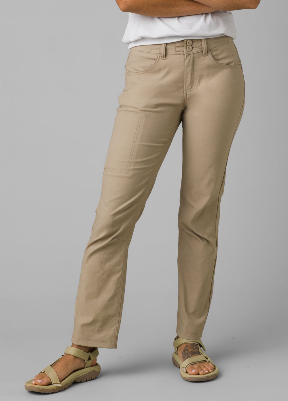 Beige Women\'s PrAna Halle Straight II Pants | 59608-KTGH