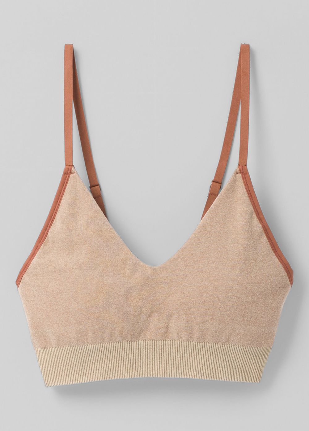 Beige Women's PrAna Sopra Seamless Bra | 57124-MWBP