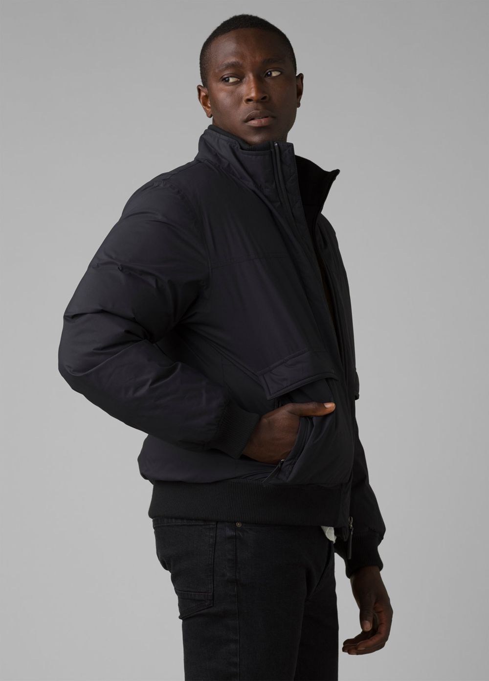 Black Men's PrAna Baadwin Bomber Jackets | 32814-ZPKH