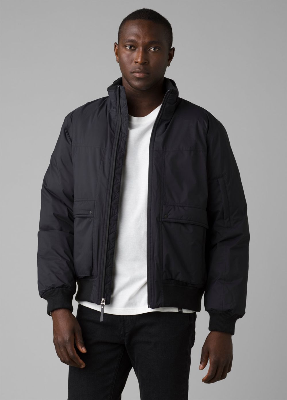 Black Men\'s PrAna Baadwin Bomber Jackets | 32814-ZPKH