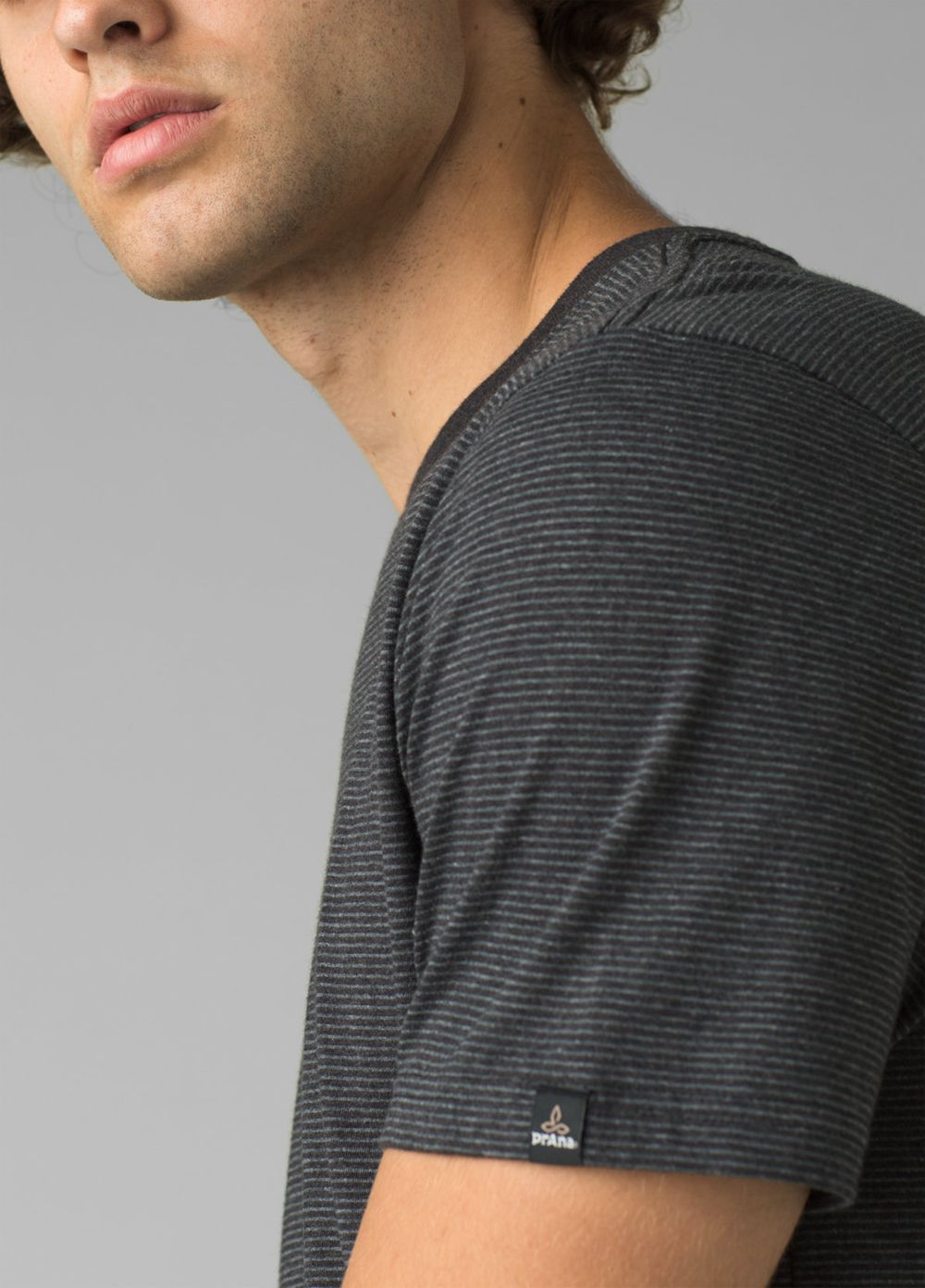 Black Men's PrAna Crew T-Shirts | 23976-NIBT