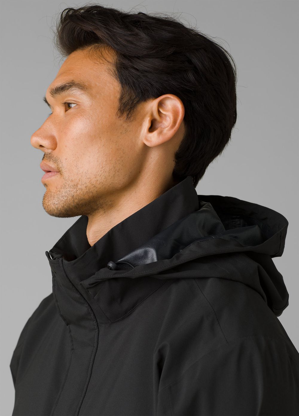 Black Men's PrAna Friction Rain Parka Jackets | 23698-AZRD