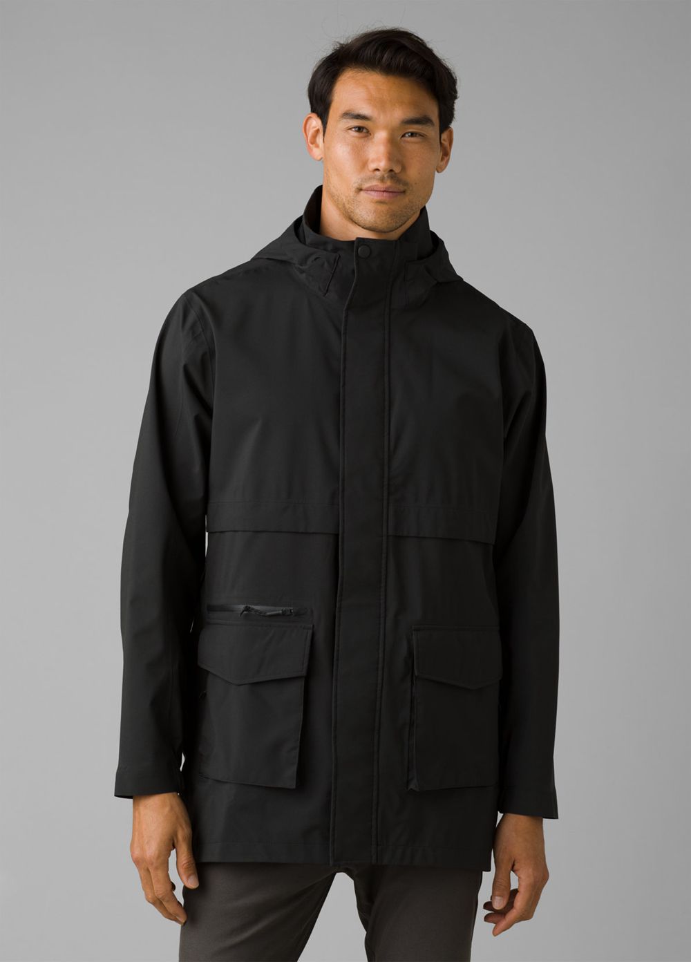 Black Men\'s PrAna Friction Rain Parka Jackets | 23698-AZRD