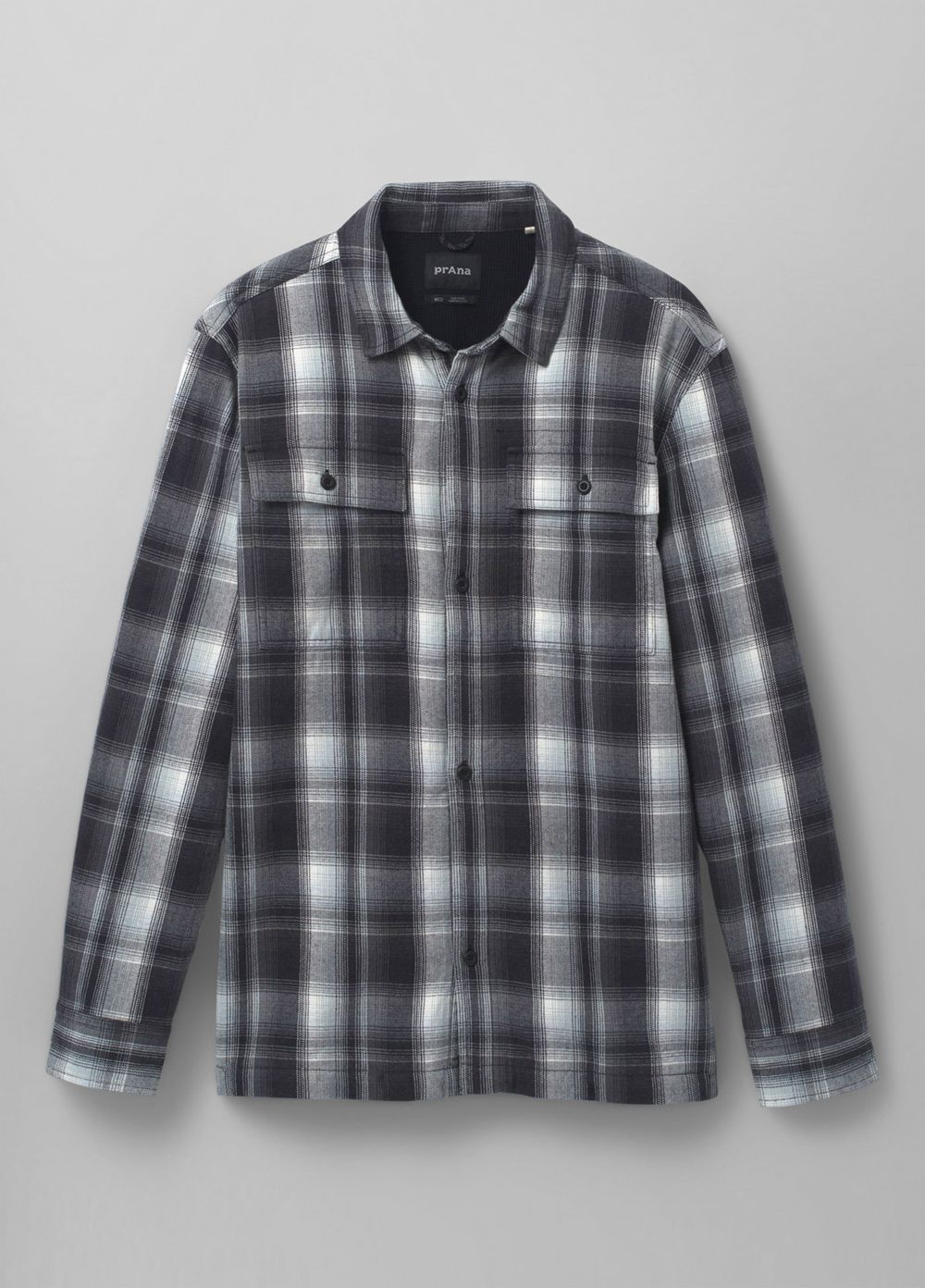 Black Men's PrAna Glover Park Lined Flannel Shirts | 87542-DRBQ