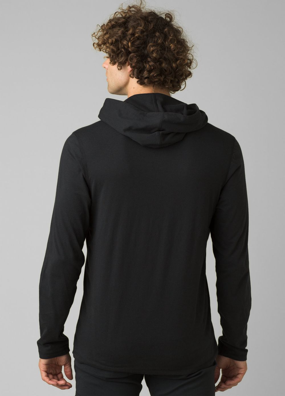 Black Men's PrAna Hooded T-Shirts | 79281-AKFR