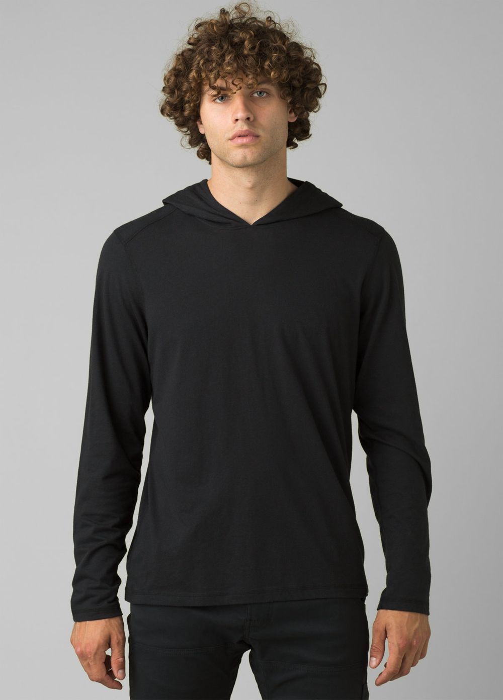 Black Men\'s PrAna Hooded T-Shirts | 79281-AKFR