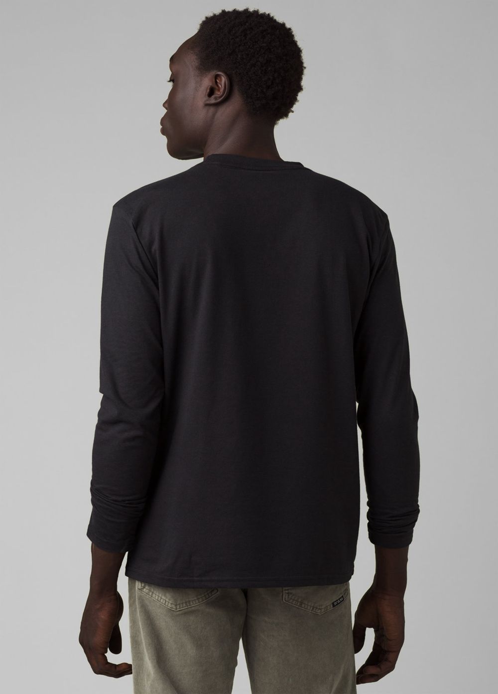 Black Men's PrAna Long Sleeve T-Shirts | 34956-JFVR