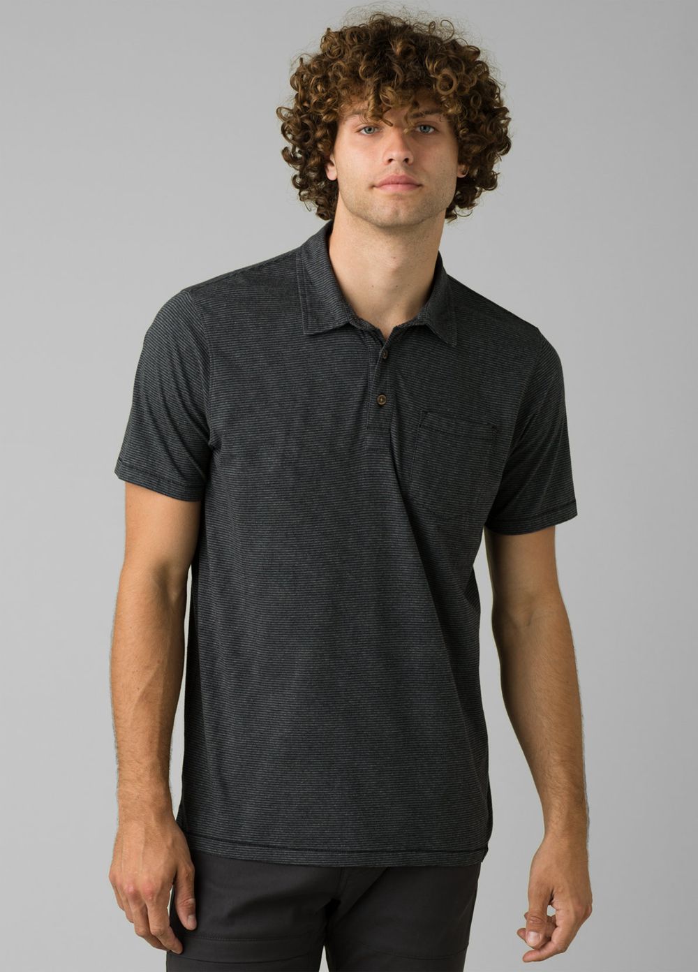 Black Men\'s PrAna Polo Shirts | 79435-HWZT