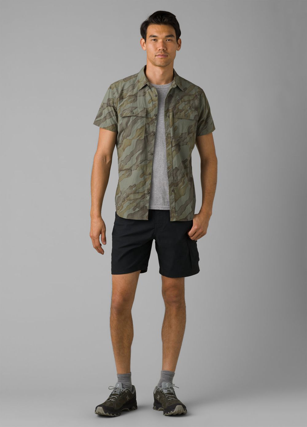 Black Men's PrAna Stretch Zion II Shorts | 56398-DJEL