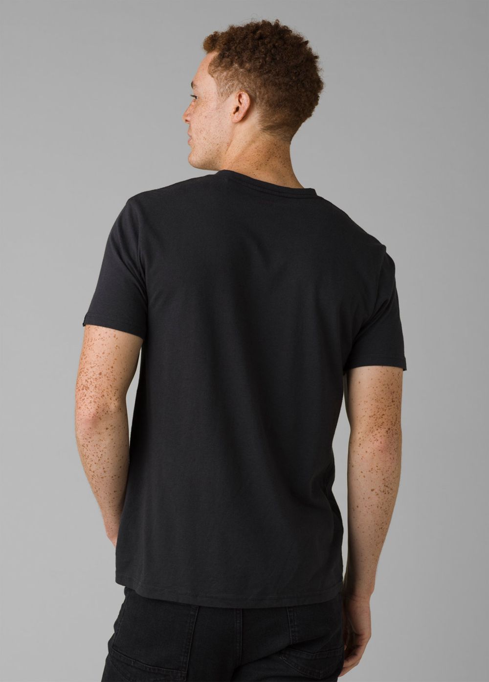 Black Men's PrAna V-Neck T-Shirts | 46853-BWCP