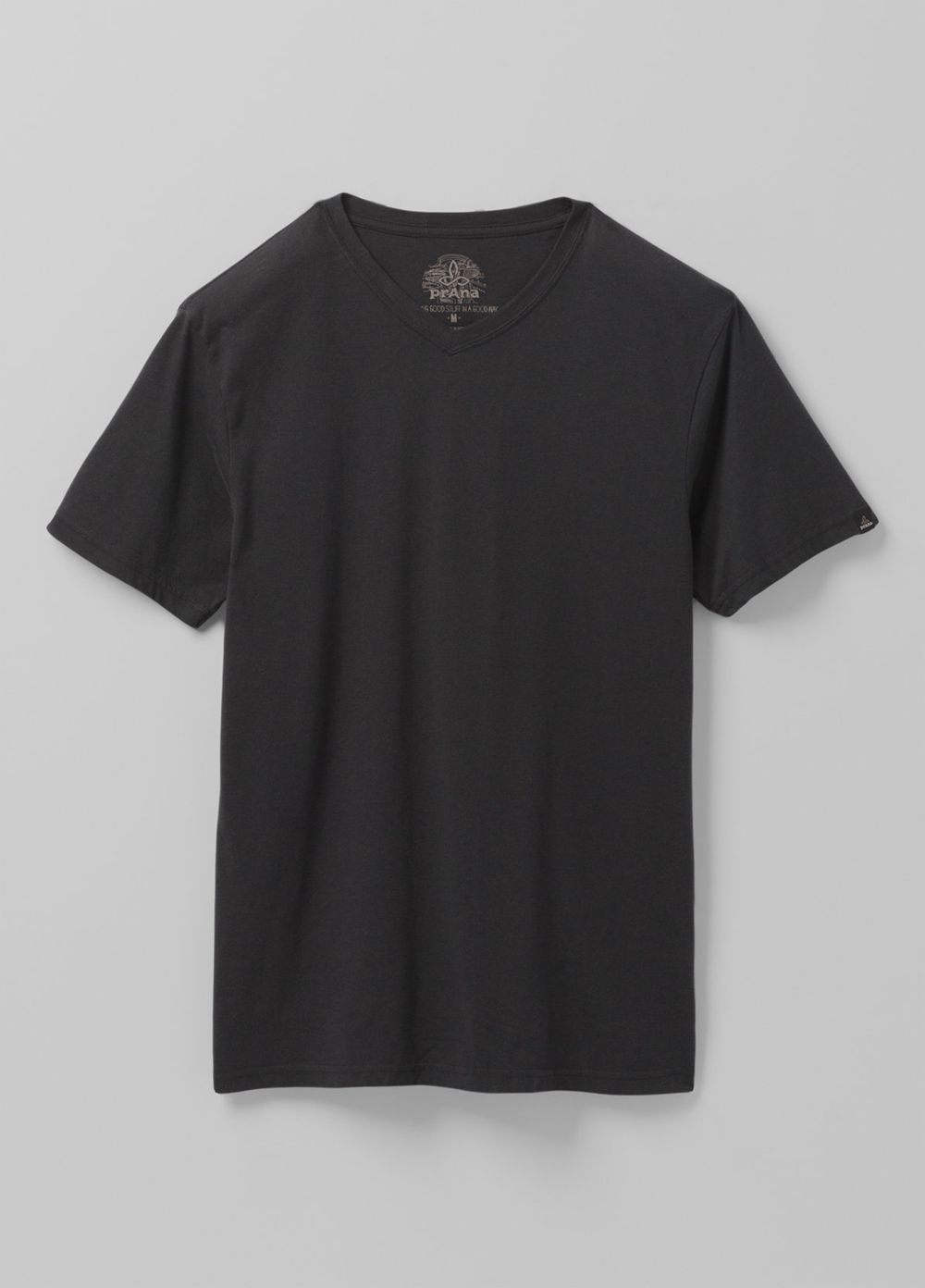 Black Men's PrAna V-Neck T-Shirts | 46853-BWCP