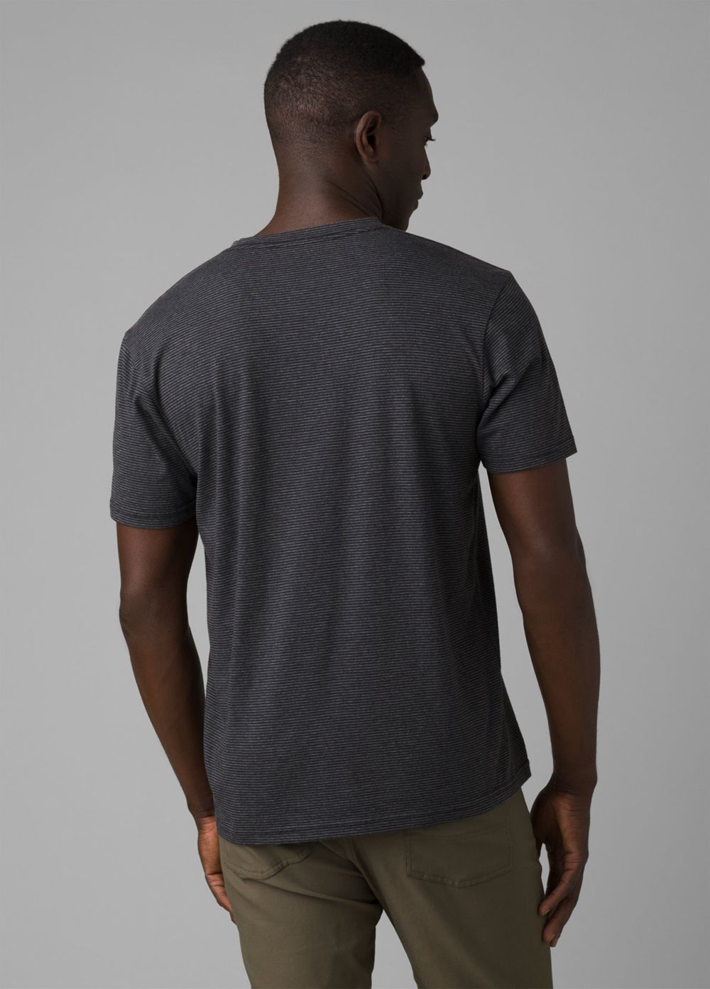 Black Men's PrAna V-Neck T-Shirts | 83965-ERCW