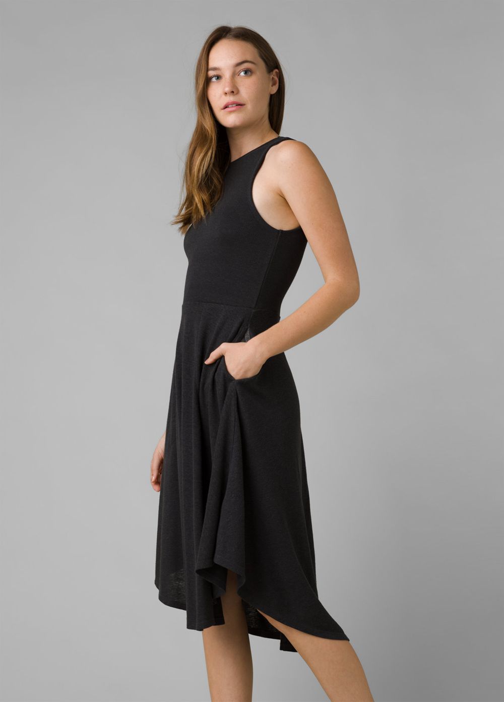 Black Women's PrAna Cozy Up Bayjour Dresses | 90532-SGYK