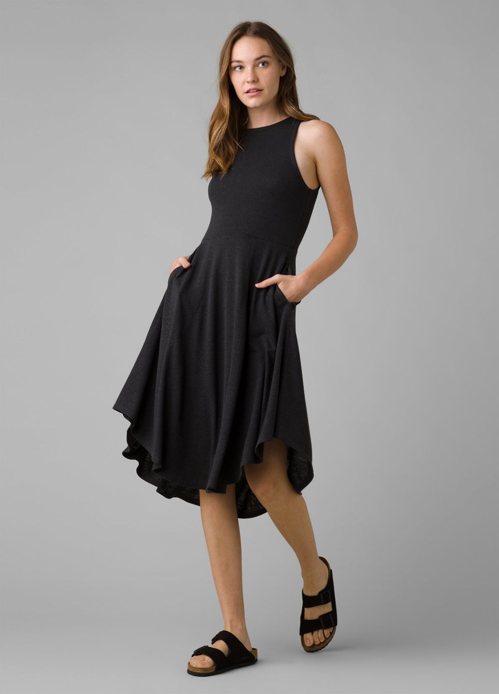 Black Women\'s PrAna Cozy Up Bayjour Dresses | 90532-SGYK