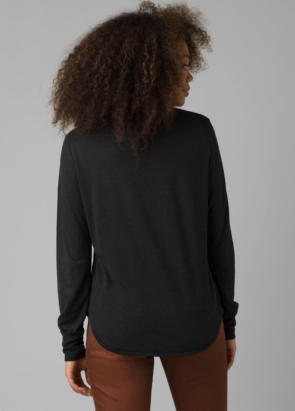 Black Women's PrAna Cozy Up Long Sleeve T-Shirts | 10472-RHUZ