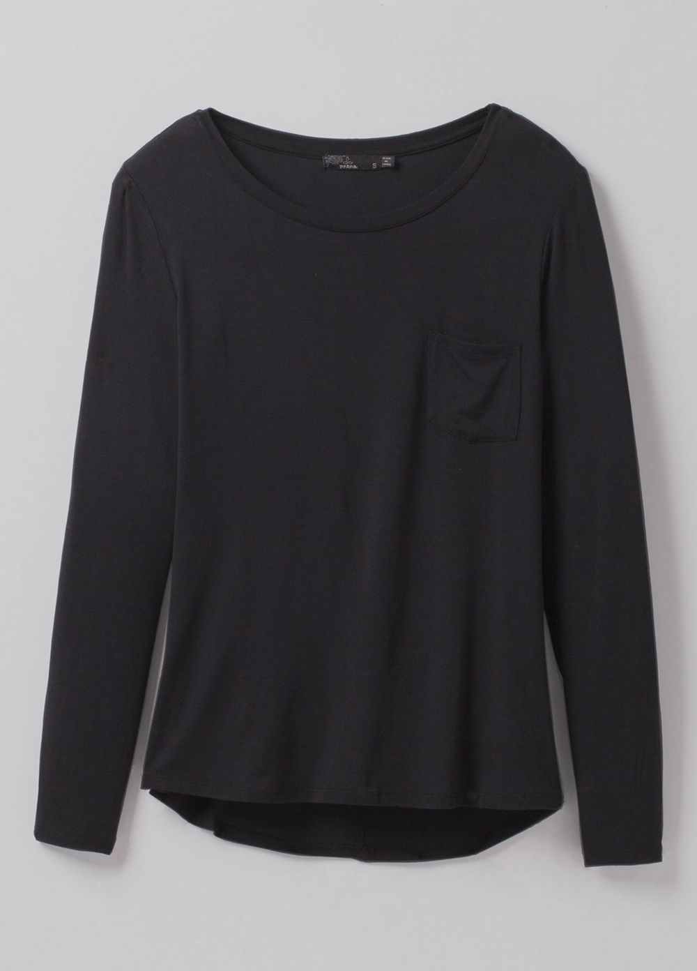 Black Women's PrAna Foundation Long Sleeve Plus T-Shirts | 61720-ZNDQ