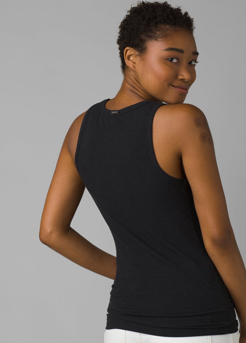 Black Women's PrAna Foundation Rib Tank Top | 31896-BRNG