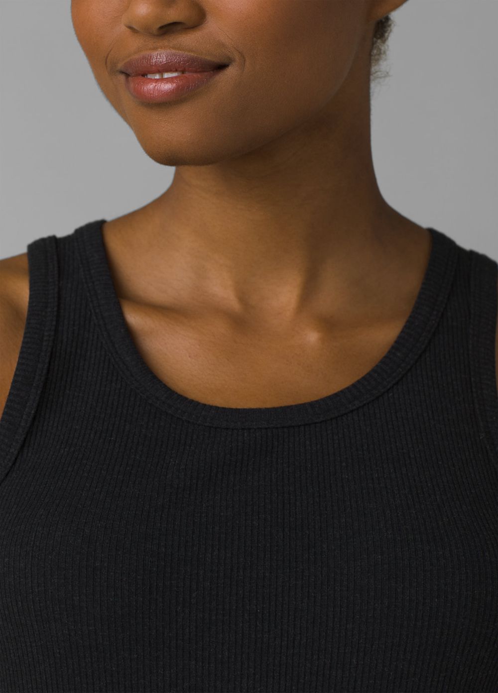 Black Women's PrAna Foundation Rib Tank Top | 31896-BRNG