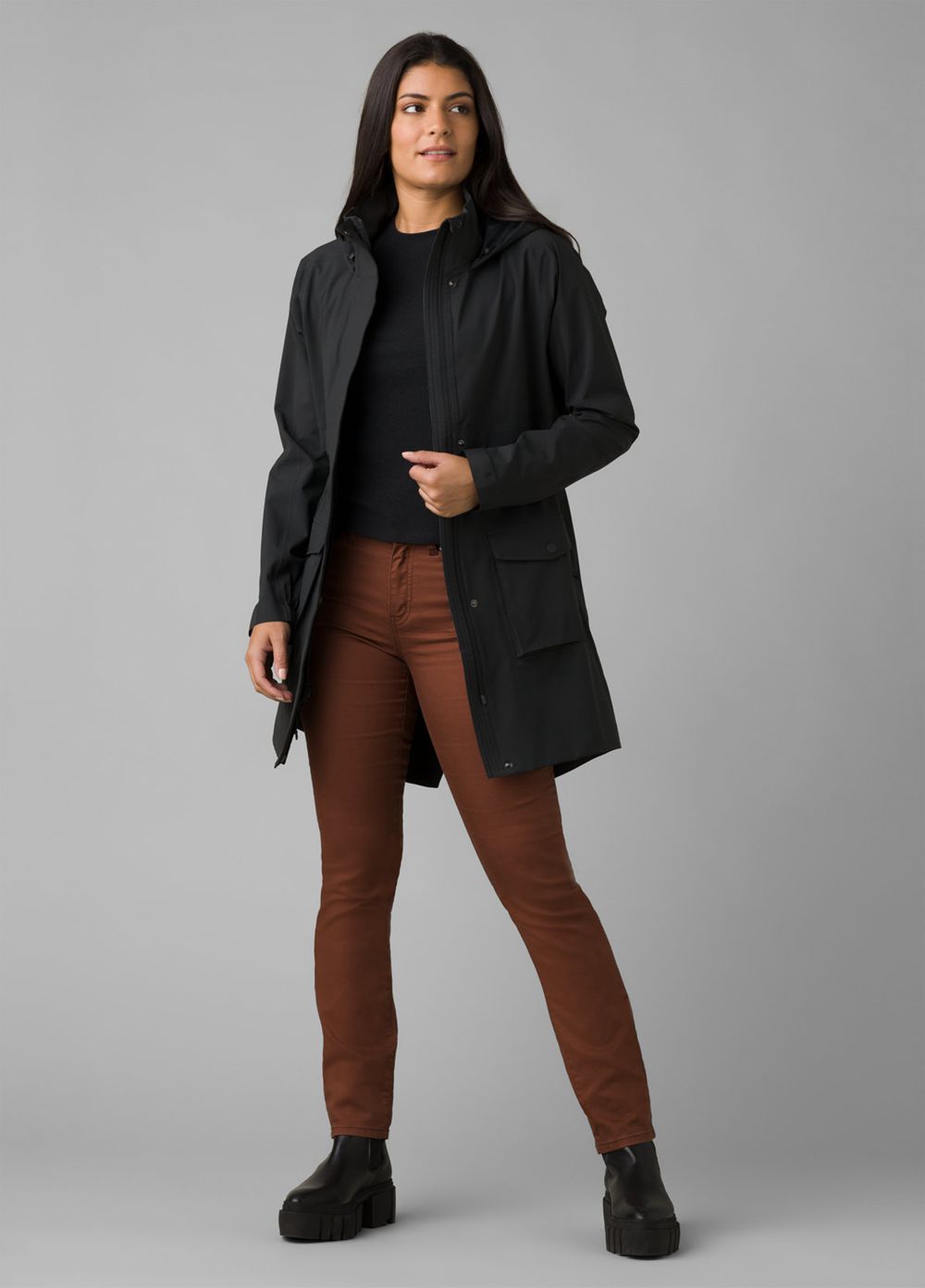 Black Women's PrAna Othello Falls Trench Jackets | 59137-PDYS