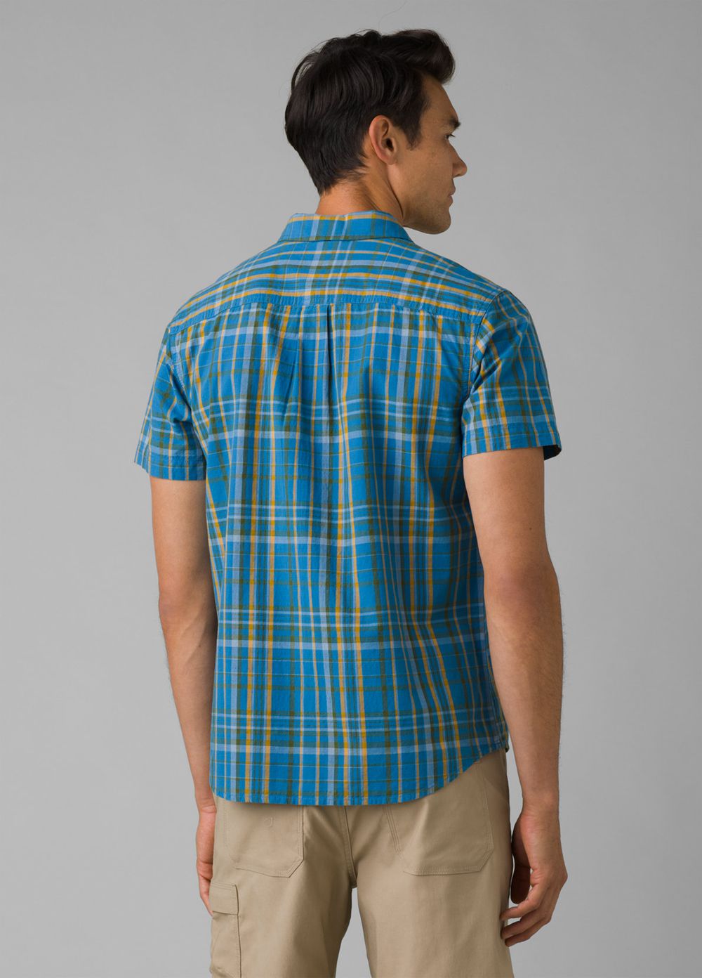 Blue Men's PrAna Benton Shirts | 45829-FVHQ