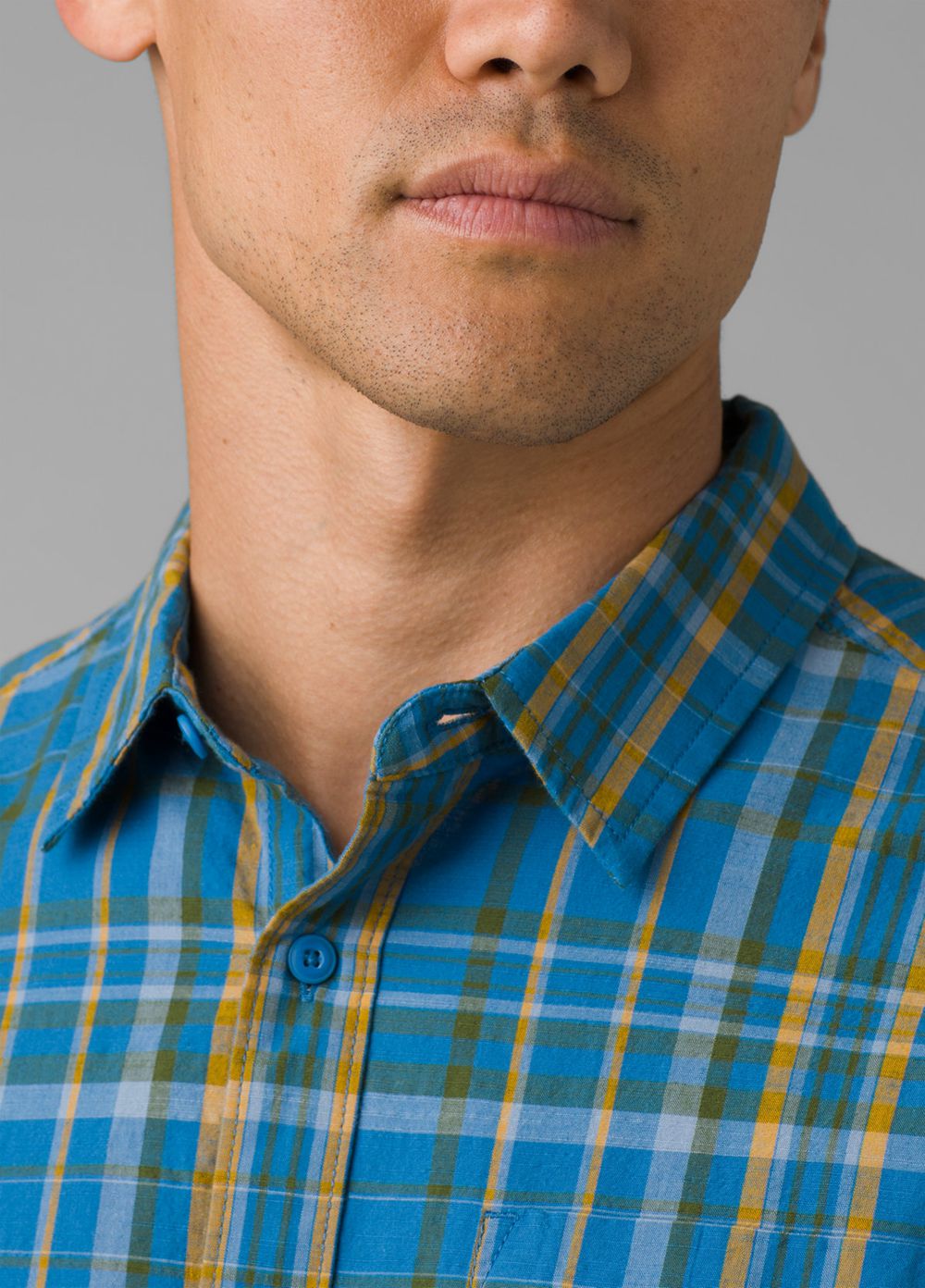 Blue Men's PrAna Benton Shirts | 45829-FVHQ