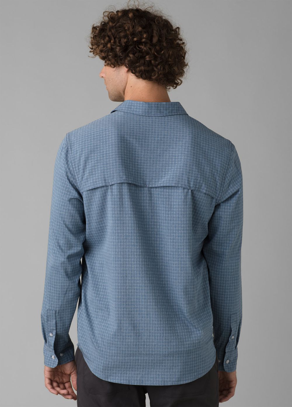 Blue Men's PrAna Garvan Long Sleeve Shirts | 65307-ZSCT