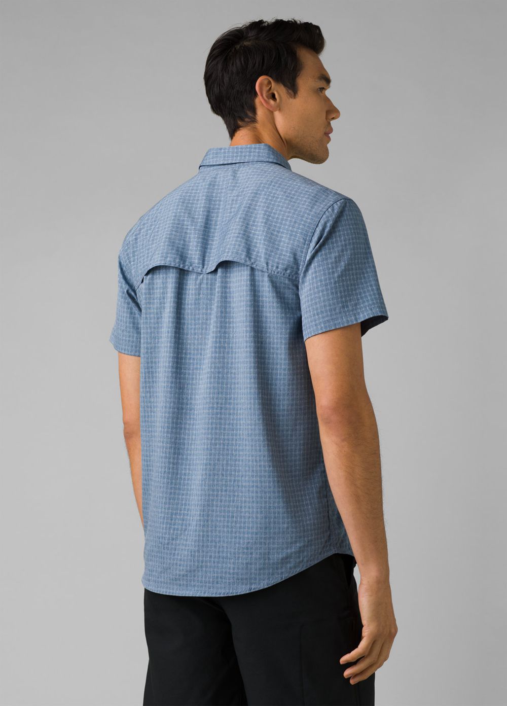 Blue Men's PrAna Garvan Short Sleeve Shirts | 67813-XHAT