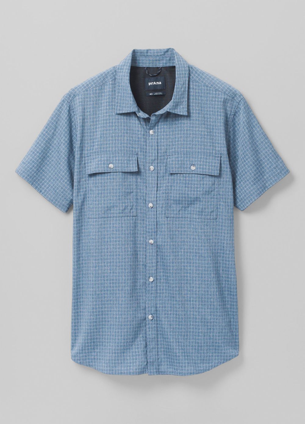 Blue Men's PrAna Garvan Short Sleeve Shirts | 67813-XHAT