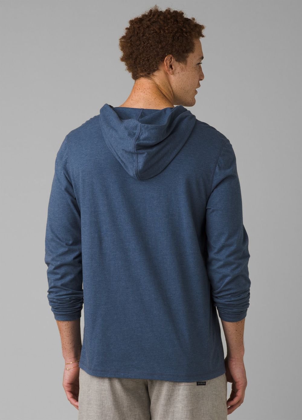 Blue Men's PrAna Hooded T-Shirts | 39147-IQRK