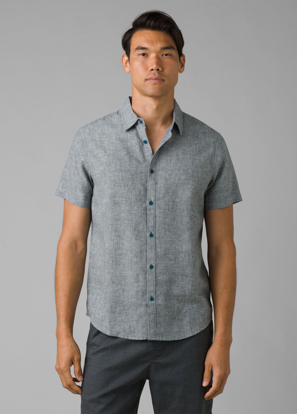 Blue Men\'s PrAna Lindores Shirts | 52907-TIRC