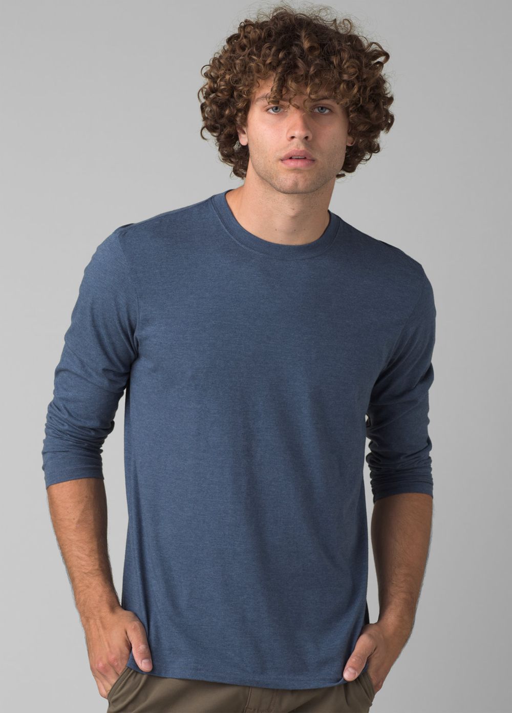 Blue Men\'s PrAna Long Sleeve Tall T-Shirts | 69450-IMSC