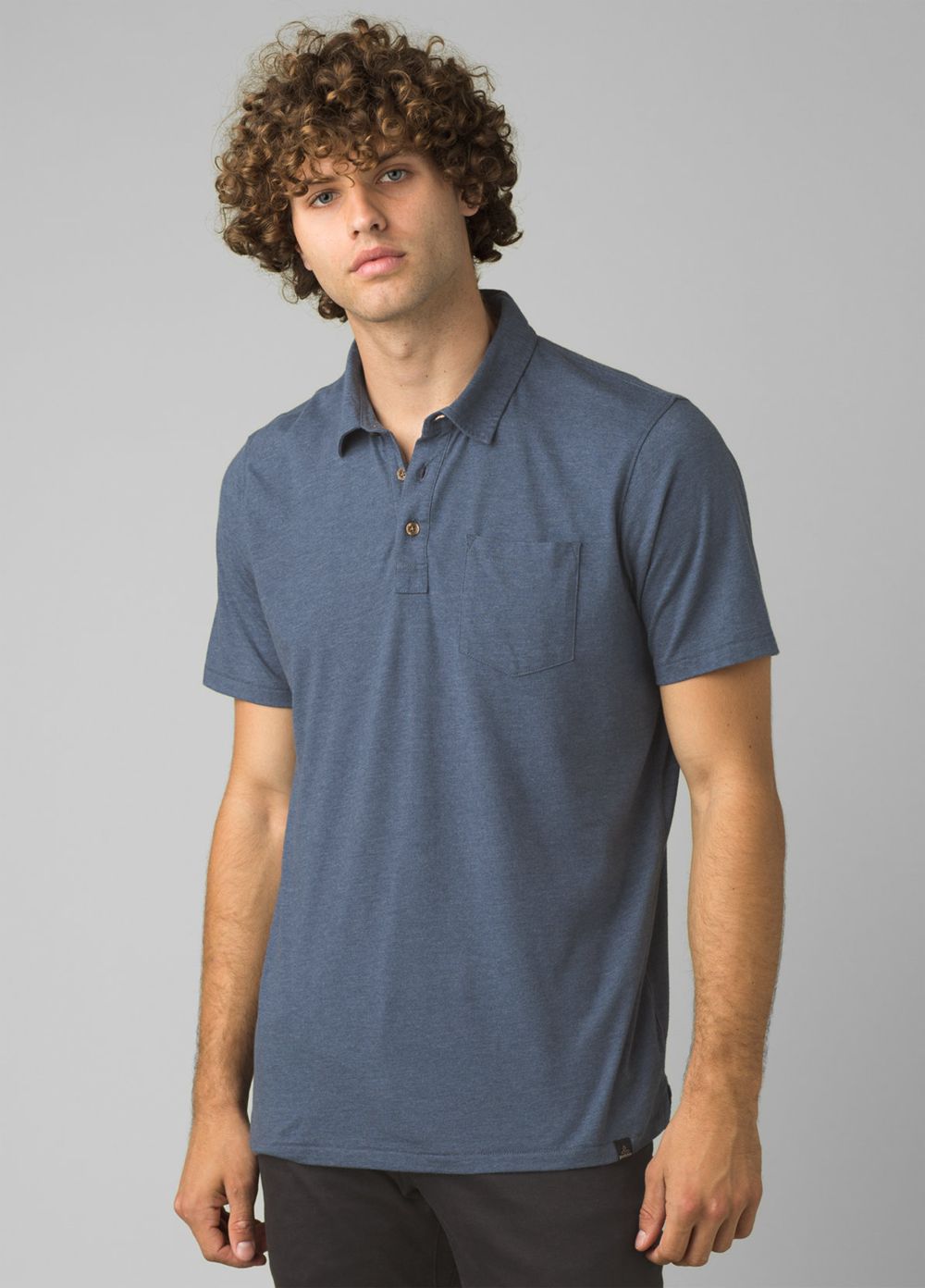 Blue Men\'s PrAna Polo Shirts | 09851-UHSC