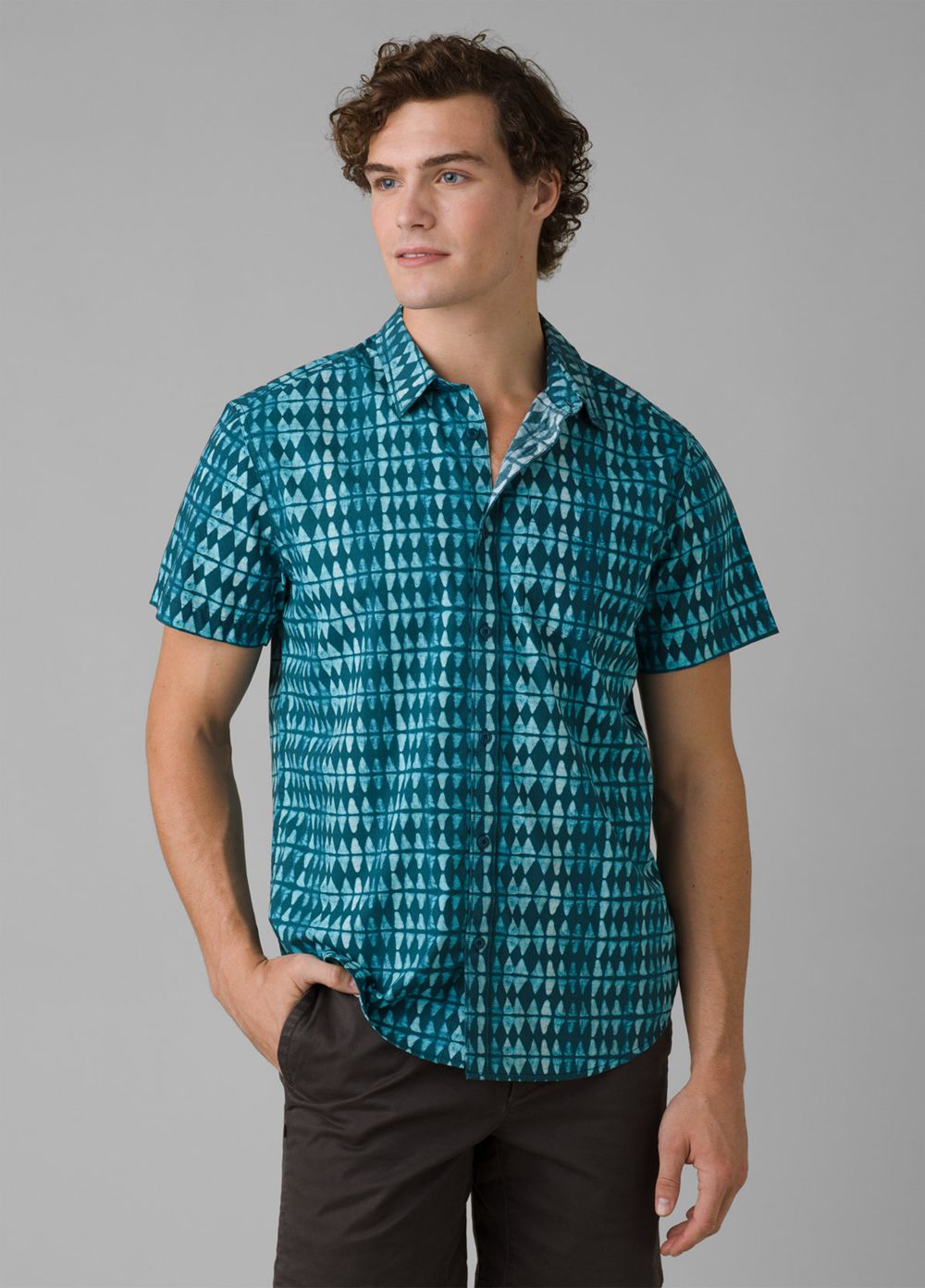 Blue Men\'s PrAna Roots Studio Shirts | 09372-REAN