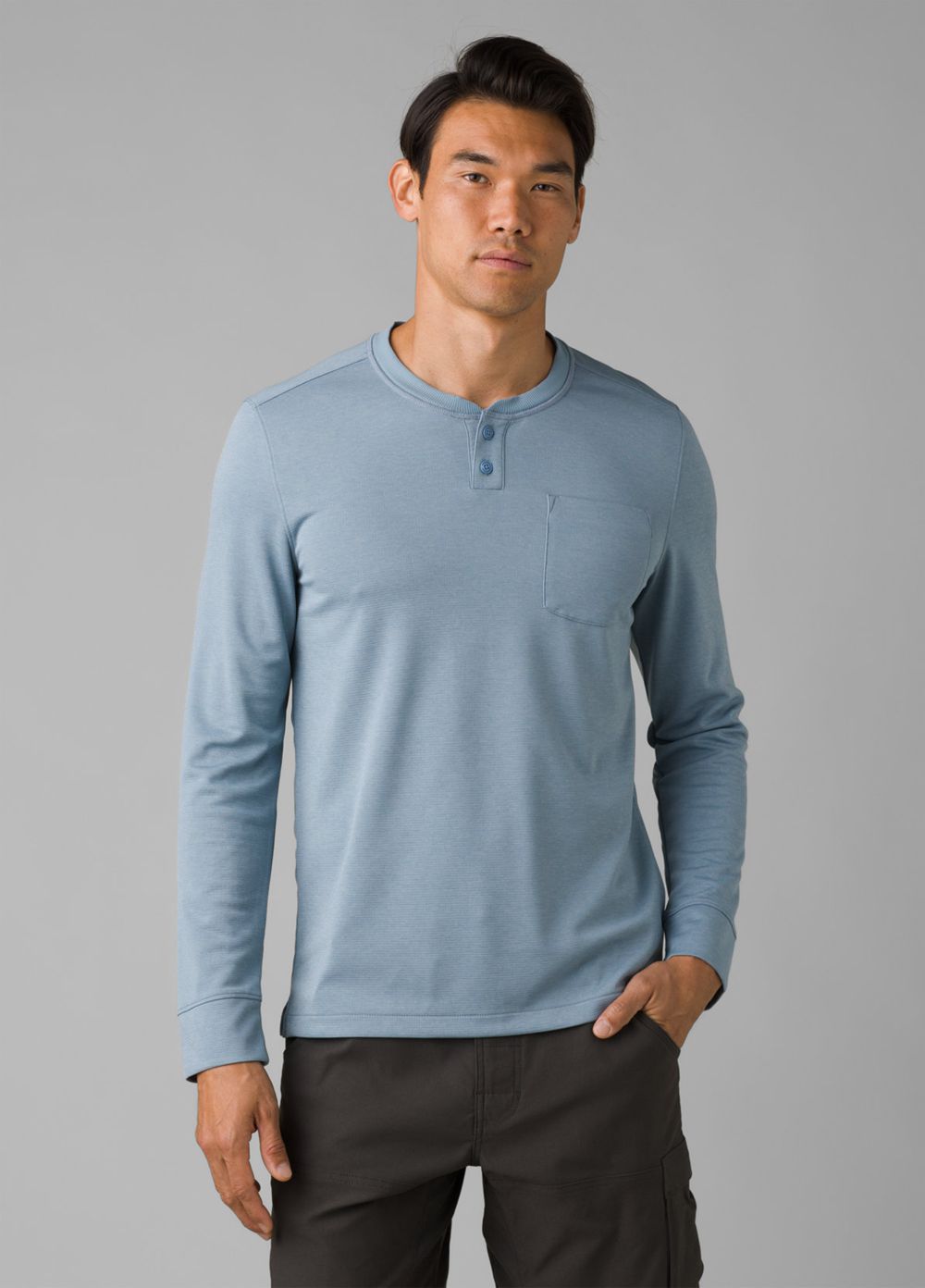 Blue Men\'s PrAna Sol Defender Henley T-Shirts | 85690-FBTU