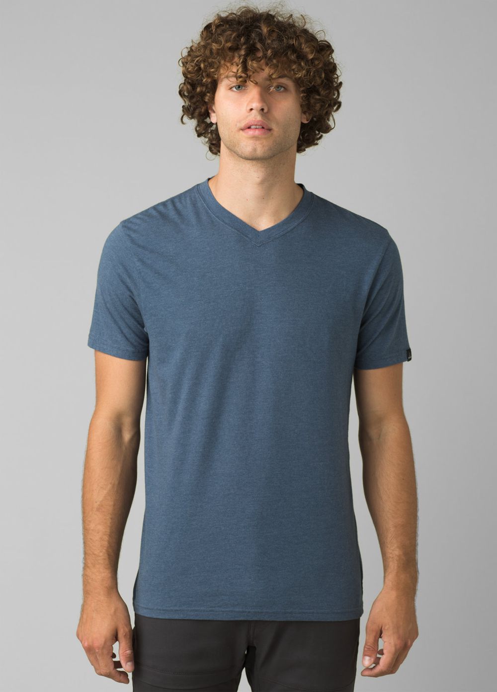 Blue Men\'s PrAna V-Neck T-Shirts | 94235-ZOWL