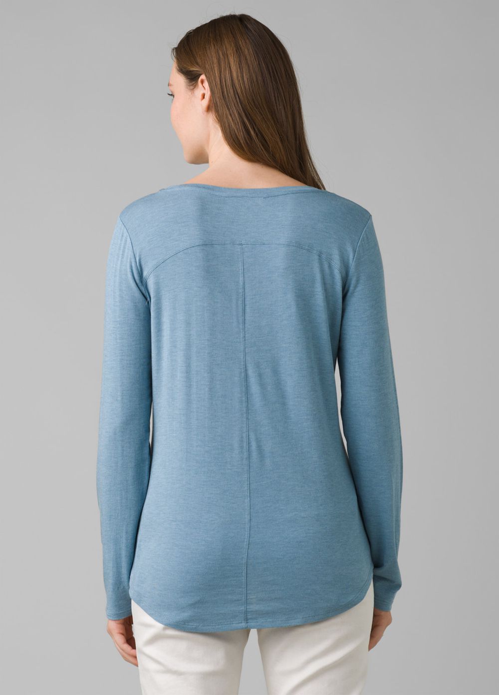 Blue Women's PrAna Foundation Long Sleeve Crew T-Shirts | 41386-KEJL