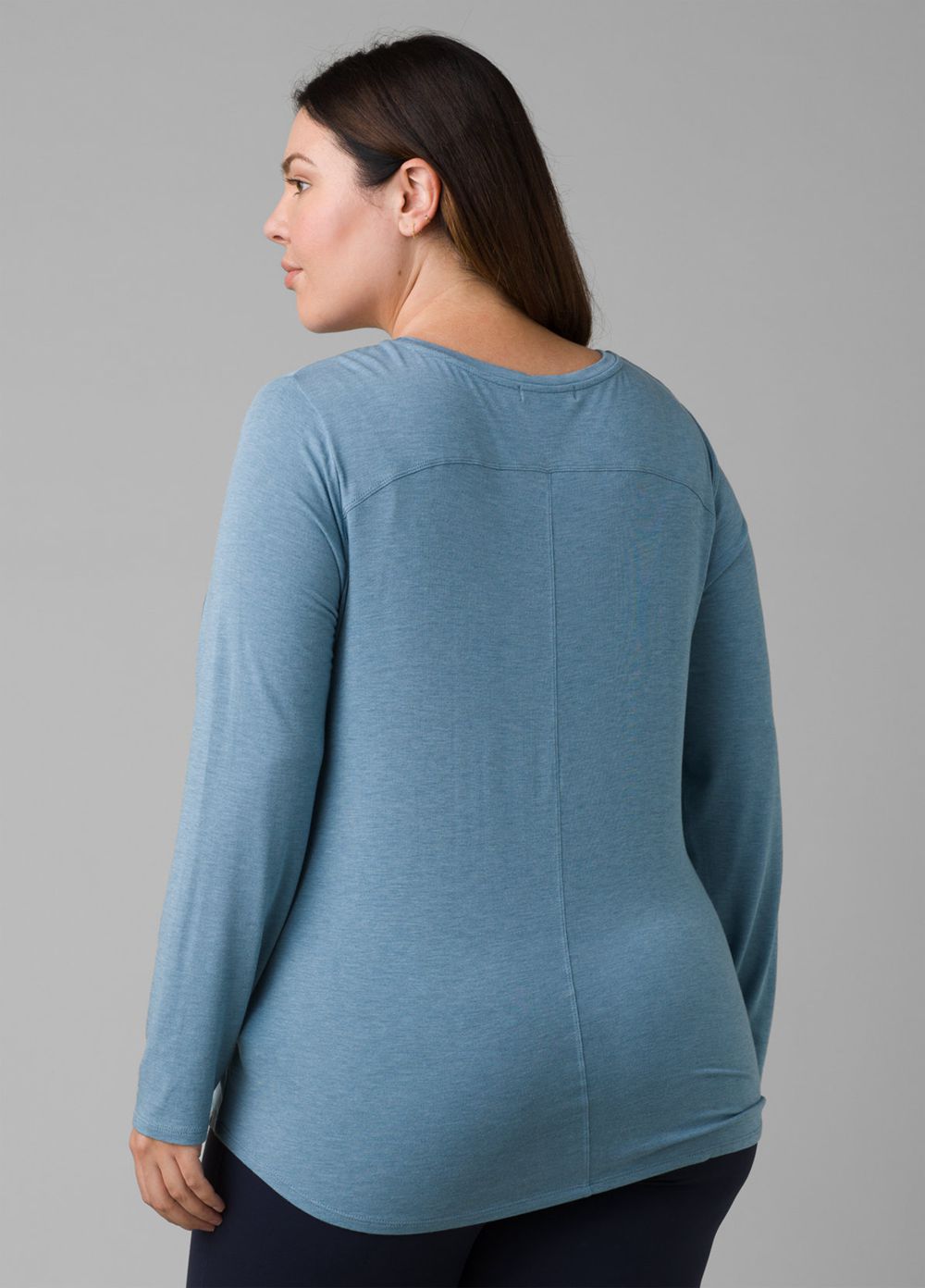 Blue Women's PrAna Foundation Long Sleeve Plus T-Shirts | 80652-MSOU