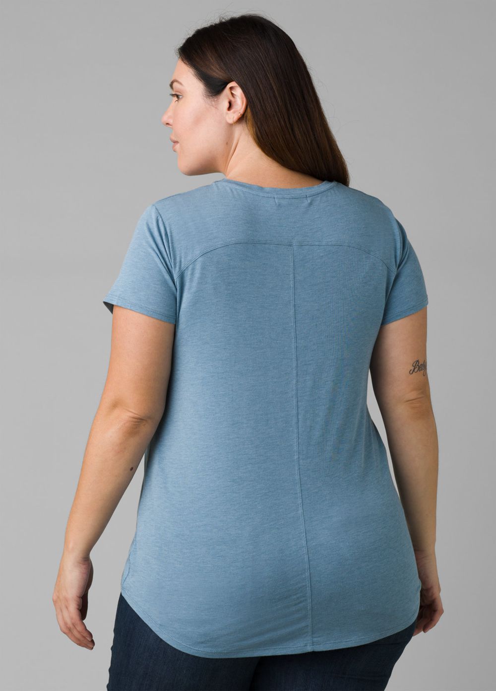 Blue Women's PrAna Foundation Short Sleeve Plus T-Shirts | 85706-HNGJ