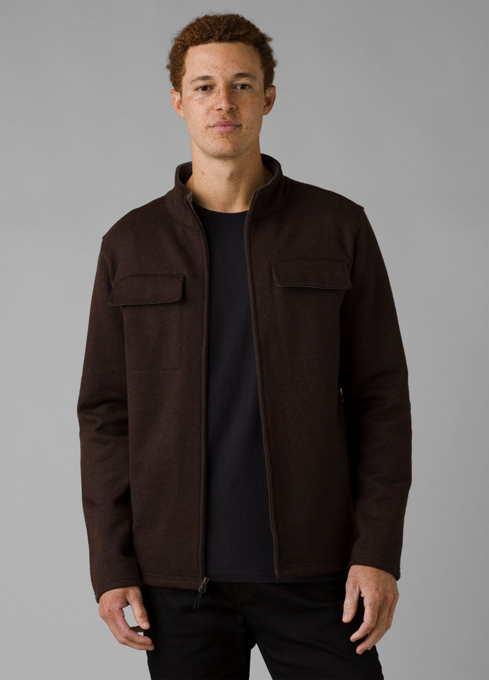 Brown Men\'s PrAna Brookland Sweater Jackets | 27438-WPOF