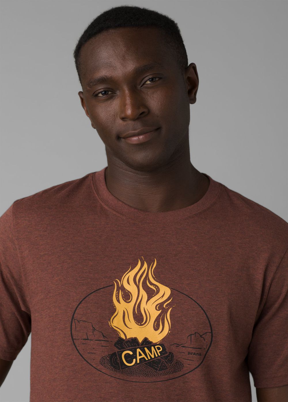 Brown Men's PrAna Camp Fire Journeyman 2 T-Shirts | 72803-WAZK