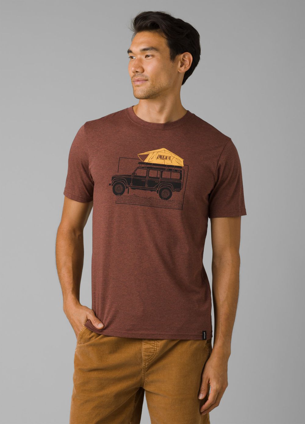 Brown Men\'s PrAna Camp Life Journeyman T-Shirts | 75690-QHYT