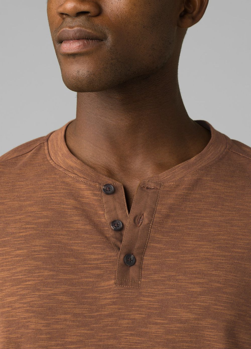 Brown Men's PrAna Ronnie Henley Shirts | 21583-LKIU