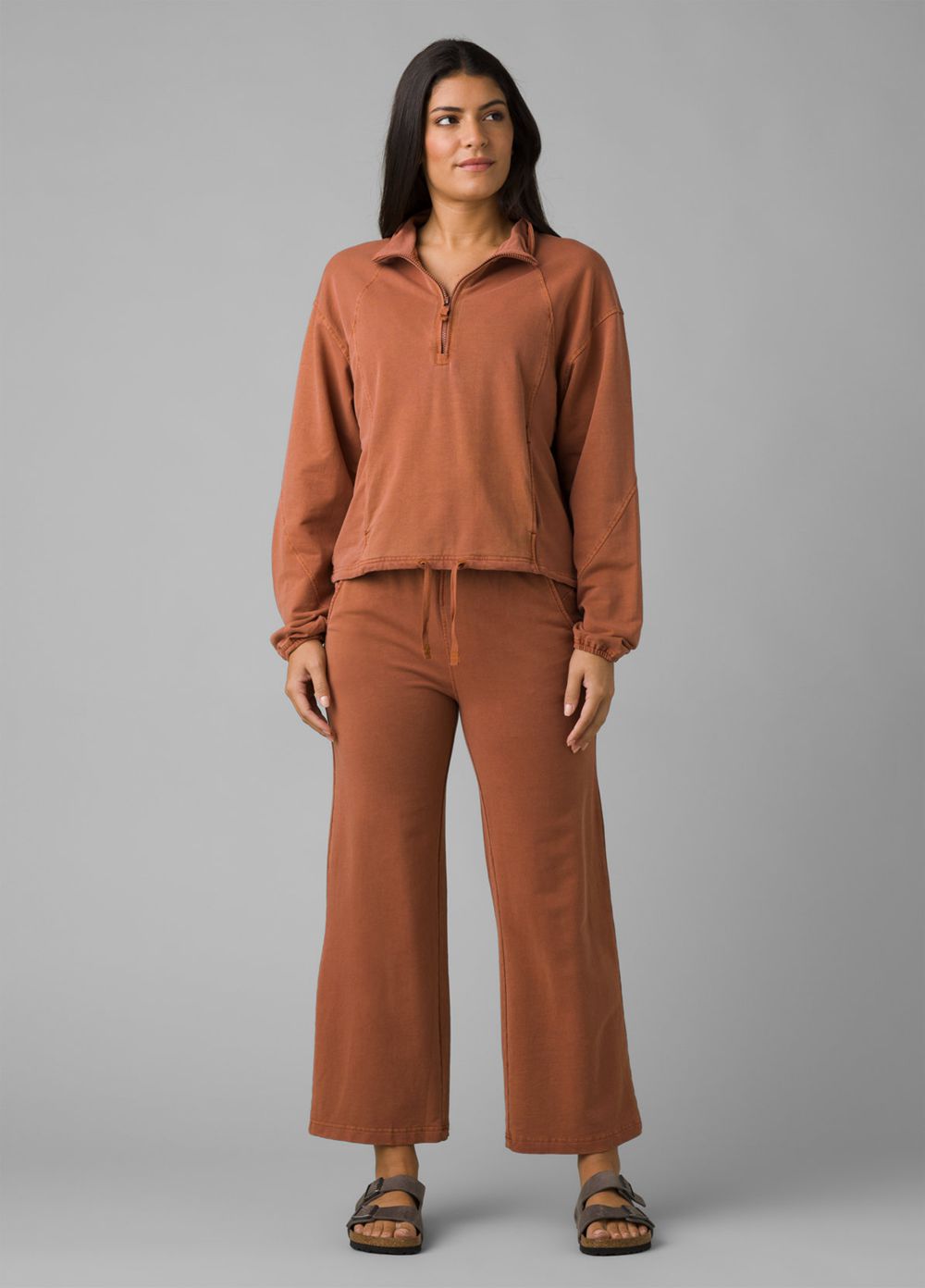 Brown Women's PrAna Calimero 1/2 Zip Sweaters | 69072-FCZD