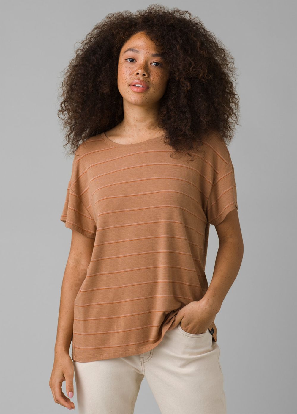 Brown Women's PrAna Foundation Slouch Top T-Shirts | 75942-HBFP